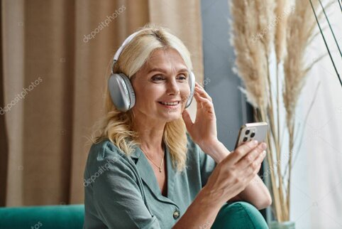 Person listening to music playlists on headphones