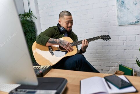 Songwriter writing music ideas in a notebook